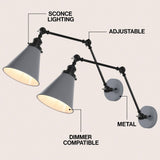 Vine 7" Adjustable Arm Metal LED Wall Sconce