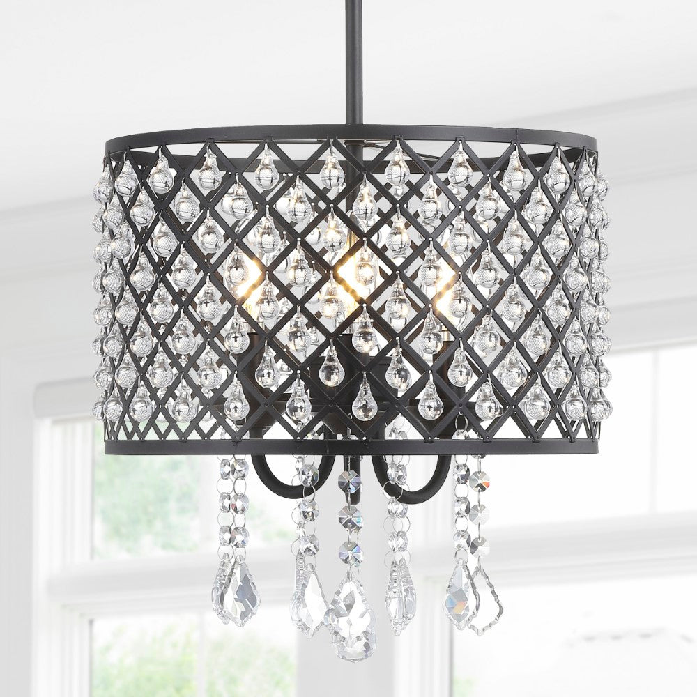 Axum Metal/Crystal Adjustable LED Drop Chandelier