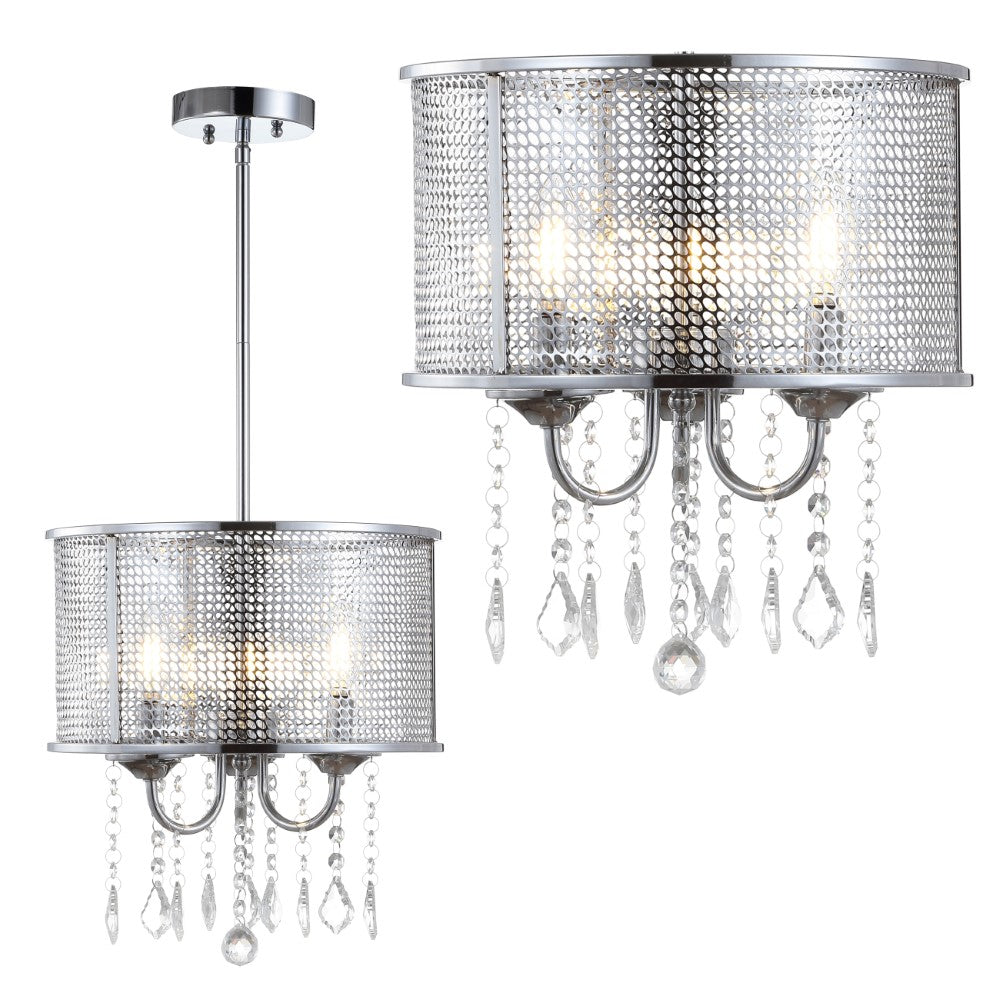 Mingle 13" Metal/Crystal Adjustable LED Drop Chandelier