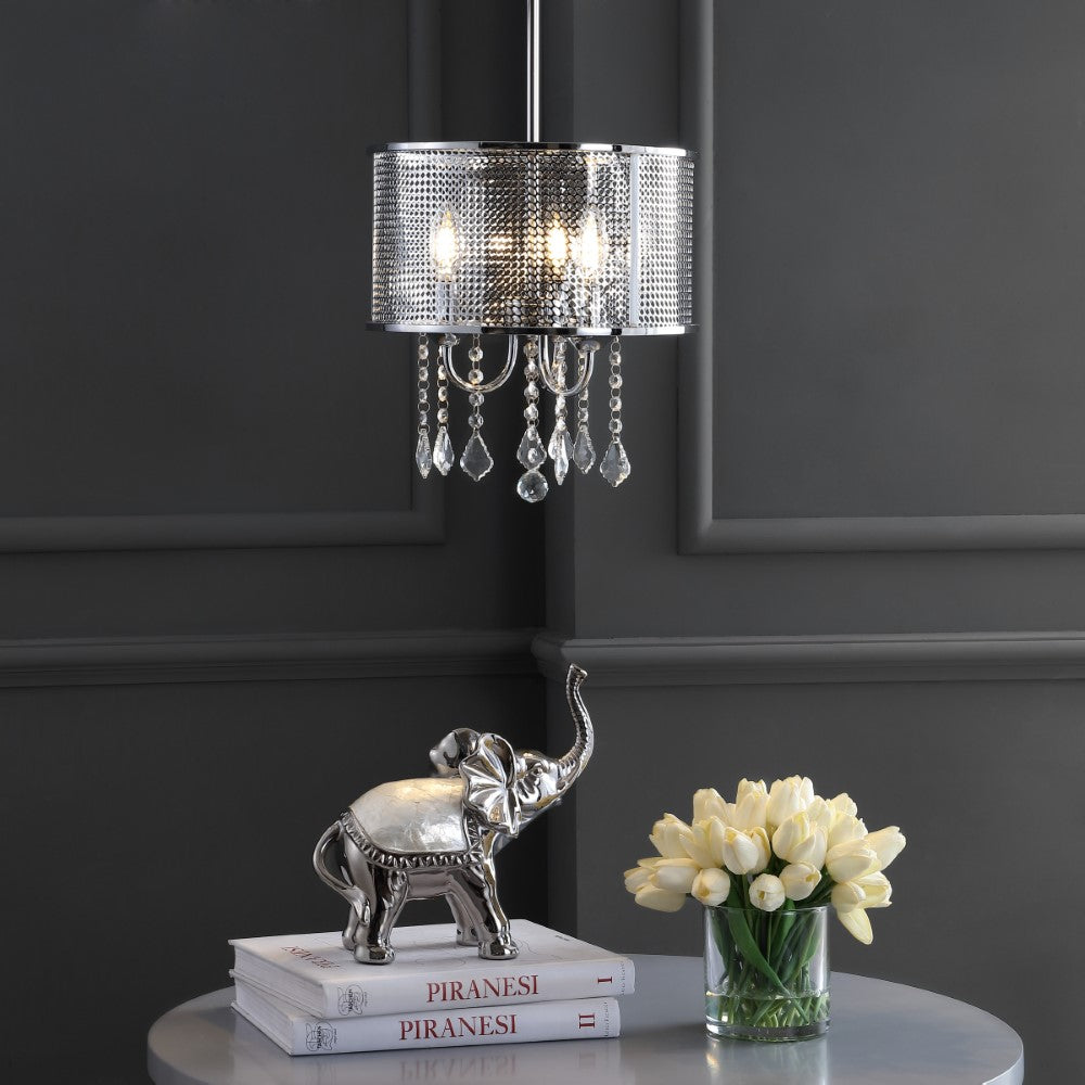 Mingle 13" Metal/Crystal Adjustable LED Drop Chandelier