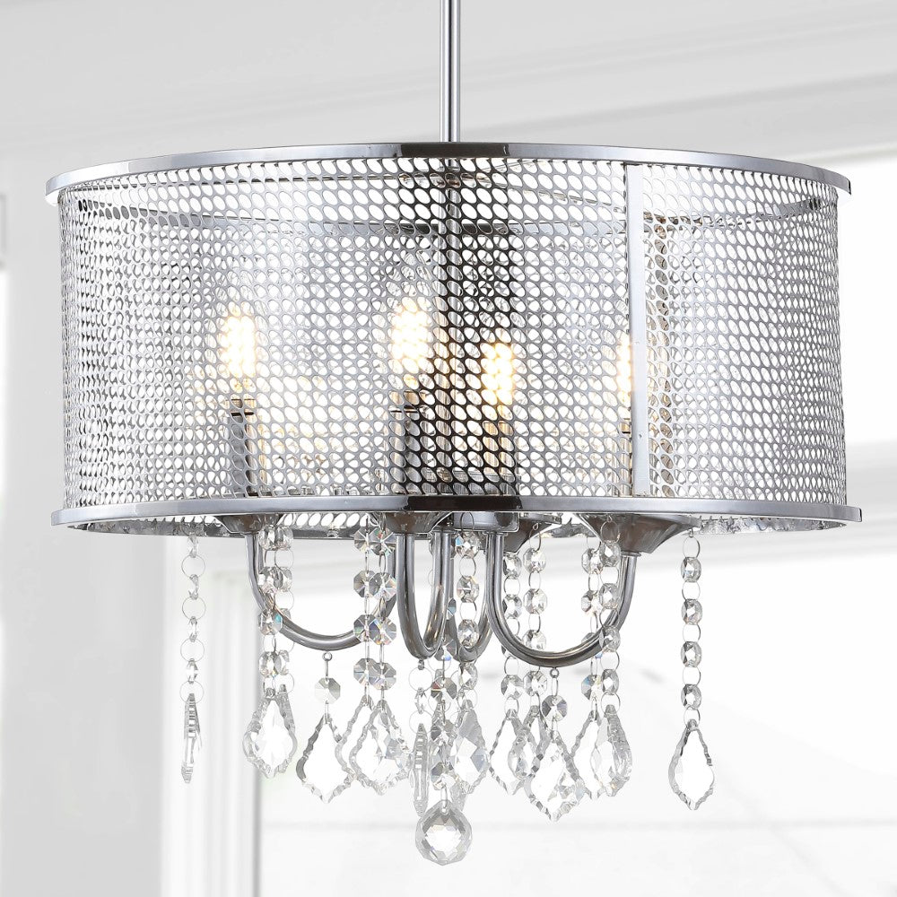 Mingle 13" Metal/Crystal Adjustable LED Drop Chandelier