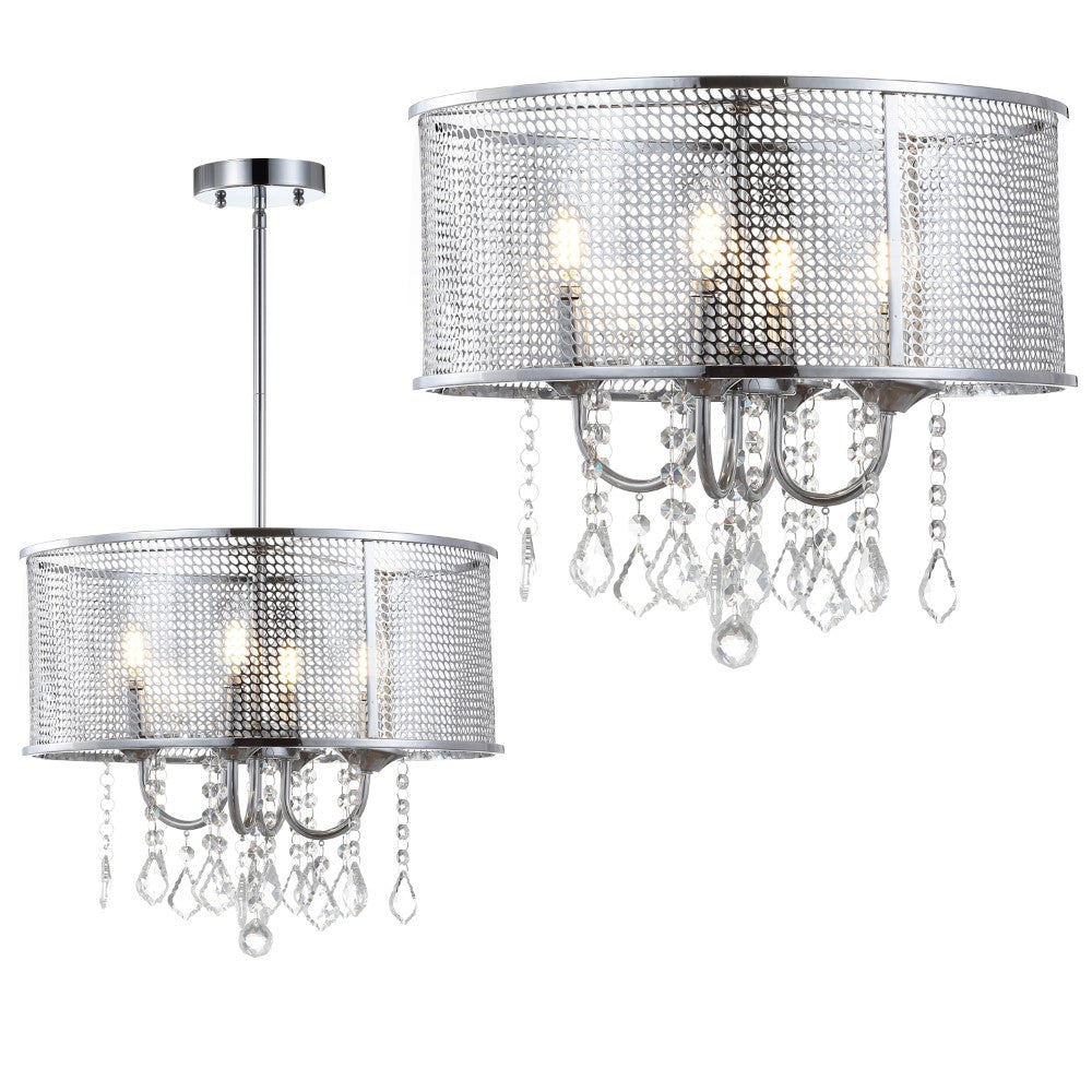 Mingle 13" Metal/Crystal Adjustable LED Drop Chandelier