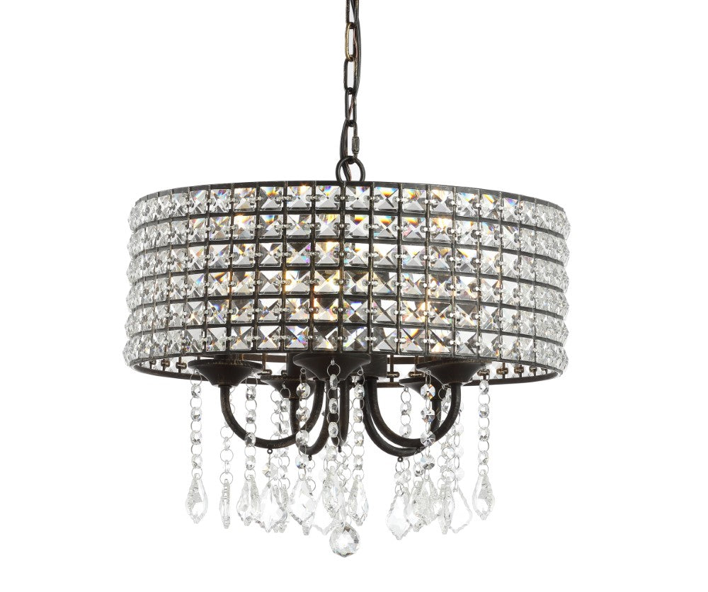Phoenix 17" Metal/Crystal Adjustable LED Drop Chandelier