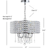 Phoenix 17" Metal/Crystal Adjustable LED Drop Chandelier