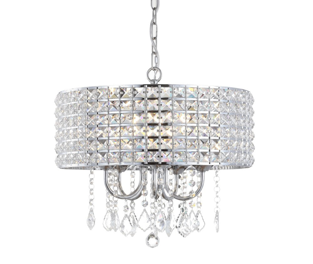 Phoenix 17" Metal/Crystal Adjustable LED Drop Chandelier