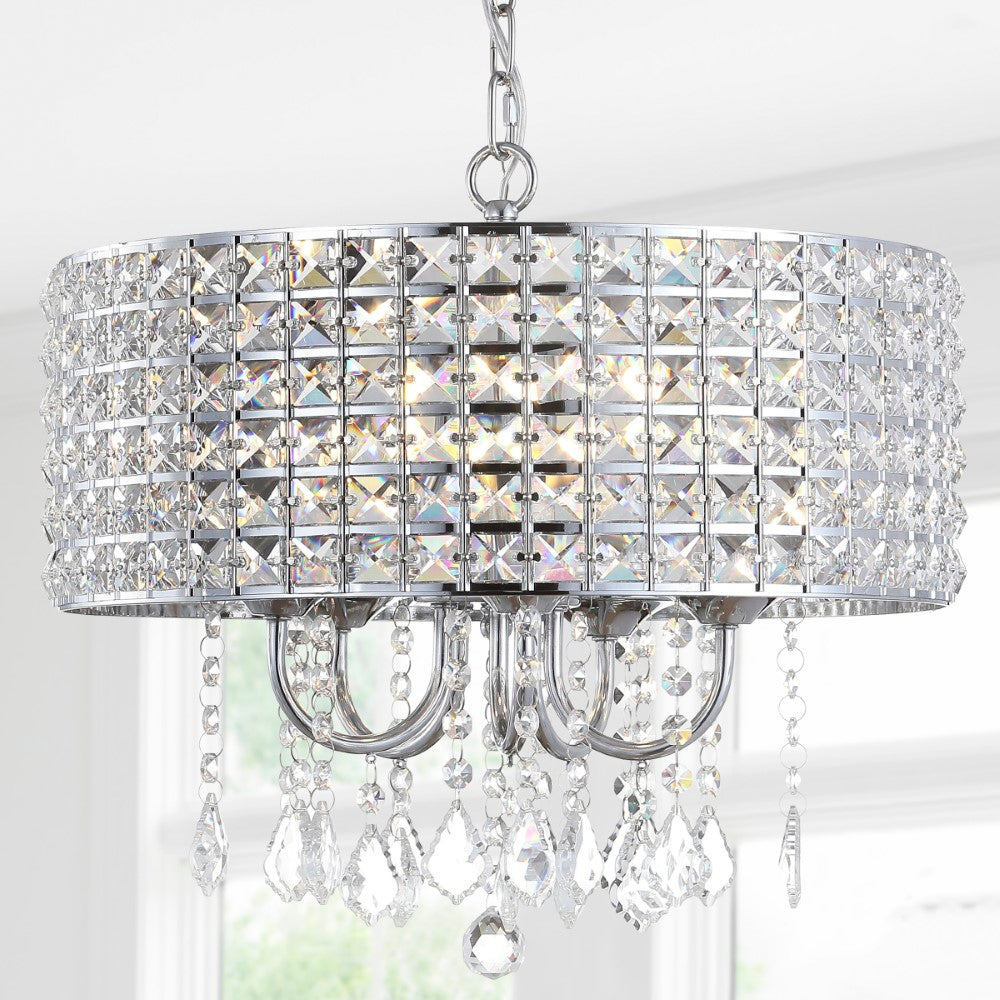 Phoenix 17" Metal/Crystal Adjustable LED Drop Chandelier