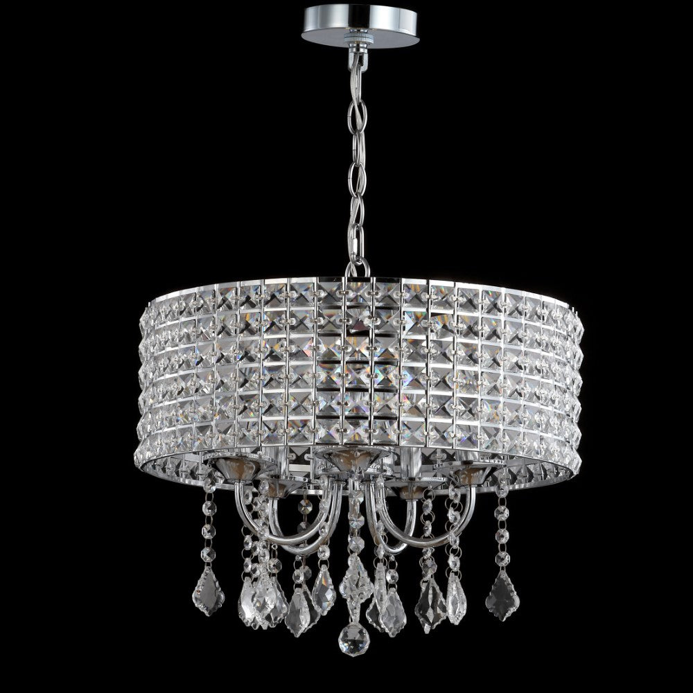 Phoenix 17" Metal/Crystal Adjustable LED Drop Chandelier