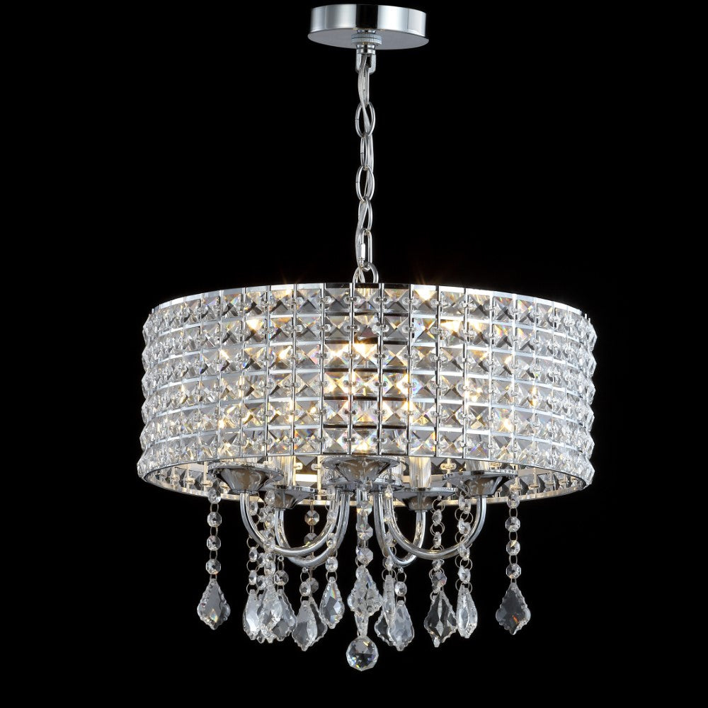Phoenix 17" Metal/Crystal Adjustable LED Drop Chandelier