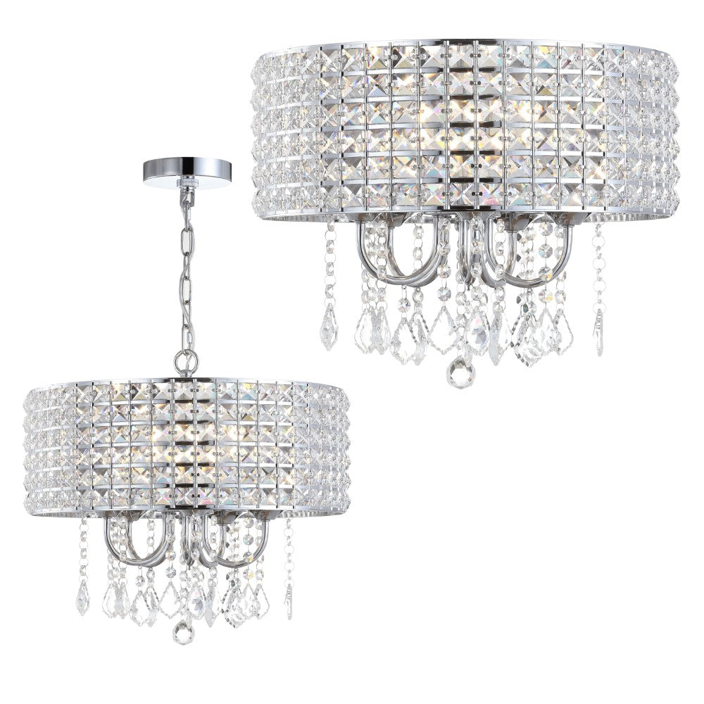 Phoenix 17" Metal/Crystal Adjustable LED Drop Chandelier