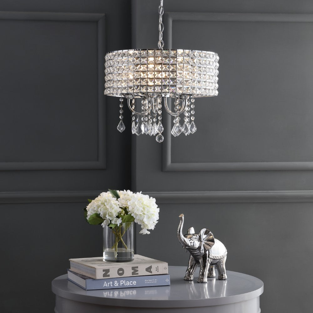 Phoenix 17" Metal/Crystal Adjustable LED Drop Chandelier