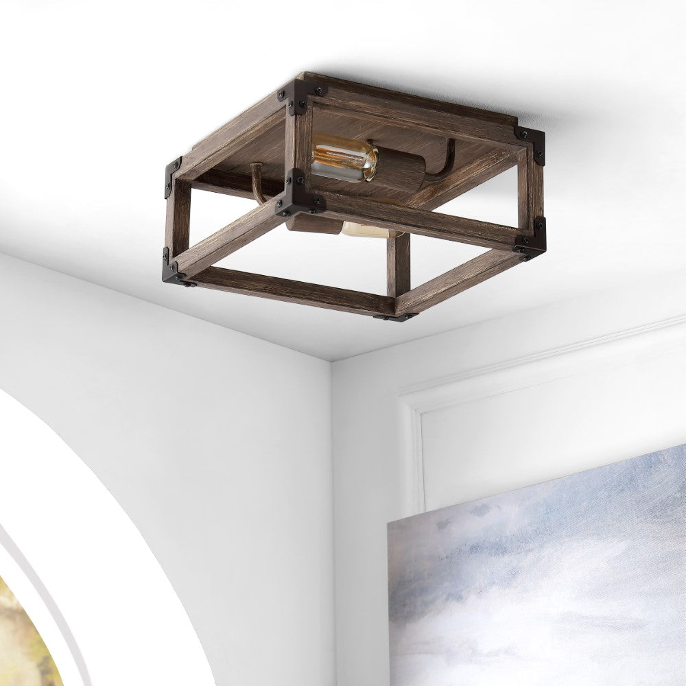 Breakneck 11.5" 2-Light Iron Rustic Farmhouse LED Flush Mount