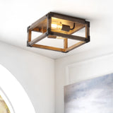 Breakneck 11.5" 2-Light Iron Rustic Farmhouse LED Flush Mount
