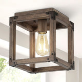Breakneck 8" Iron Rustic Farmhouse LED Flush Mount