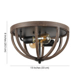 Alice 13" 2-Light Iron Rustic Farmhouse LED Flush Mount