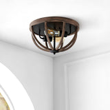 Alice 13" 2-Light Iron Rustic Farmhouse LED Flush Mount
