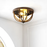 Alice 13" 2-Light Iron Rustic Farmhouse LED Flush Mount