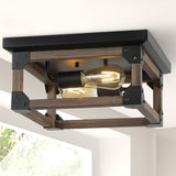 Hasina 13" Iron Rustic Farmhouse LED Flush Mount