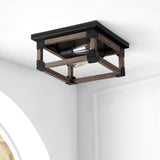 Hasina 13" Iron Rustic Farmhouse LED Flush Mount