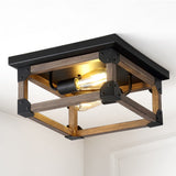 Hasina 13" Iron Rustic Farmhouse LED Flush Mount