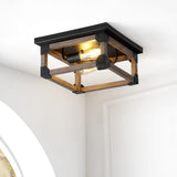Hasina 13" Iron Rustic Farmhouse LED Flush Mount