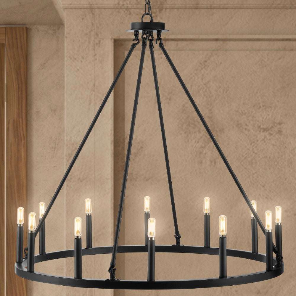 Ken Ring 28" Iron Rustic Farmhouse LED Chandelier