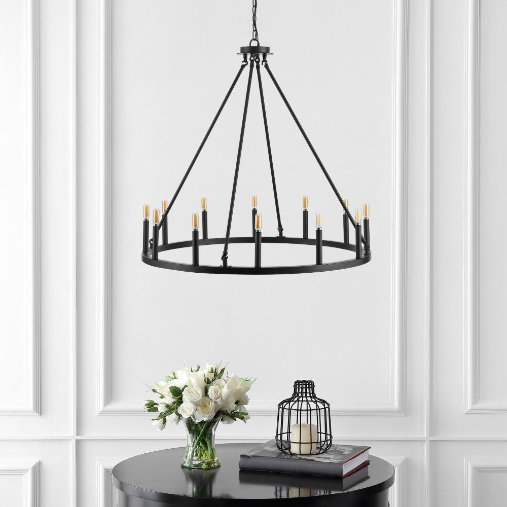 Ken Ring 28" Iron Rustic Farmhouse LED Chandelier
