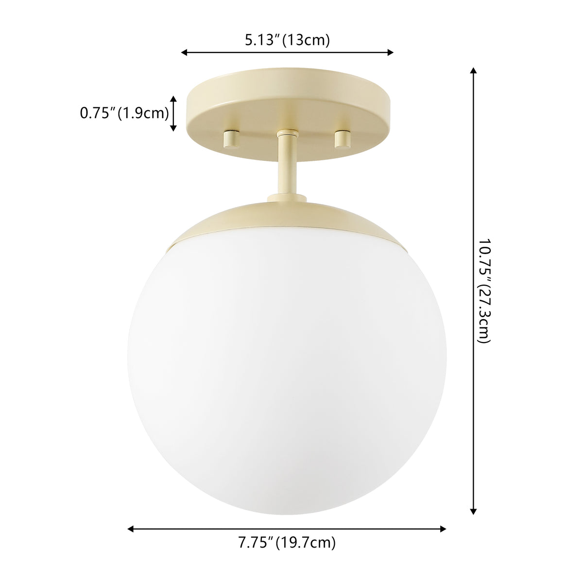 Thomas Bistro 7.75" Bohemian Farmhouse Iron/Frosted Glass LED Semi Flush Mount