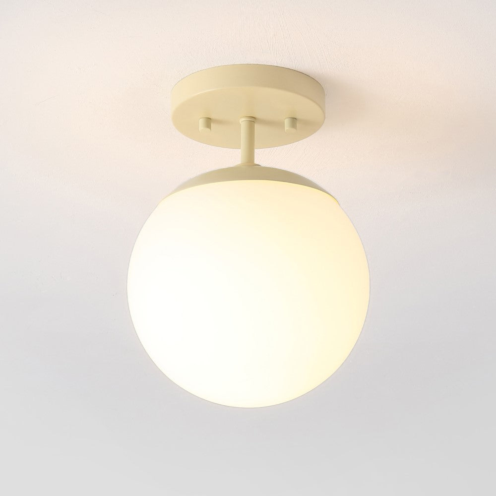 Thomas Bistro 7.75" Bohemian Farmhouse Iron/Frosted Glass LED Semi Flush Mount