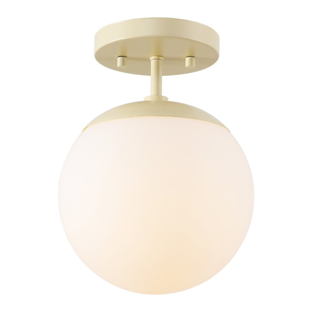 Thomas Bistro 7.75" Bohemian Farmhouse Iron/Frosted Glass LED Semi Flush Mount