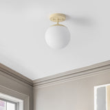 Thomas Bistro 7.75" Bohemian Farmhouse Iron/Frosted Glass LED Semi Flush Mount