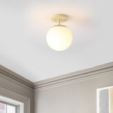 Thomas Bistro 7.75" Bohemian Farmhouse Iron/Frosted Glass LED Semi Flush Mount