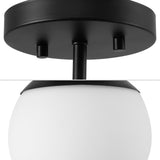 Thomas Bistro 7.75" Bohemian Farmhouse Iron/Frosted Glass LED Semi Flush Mount