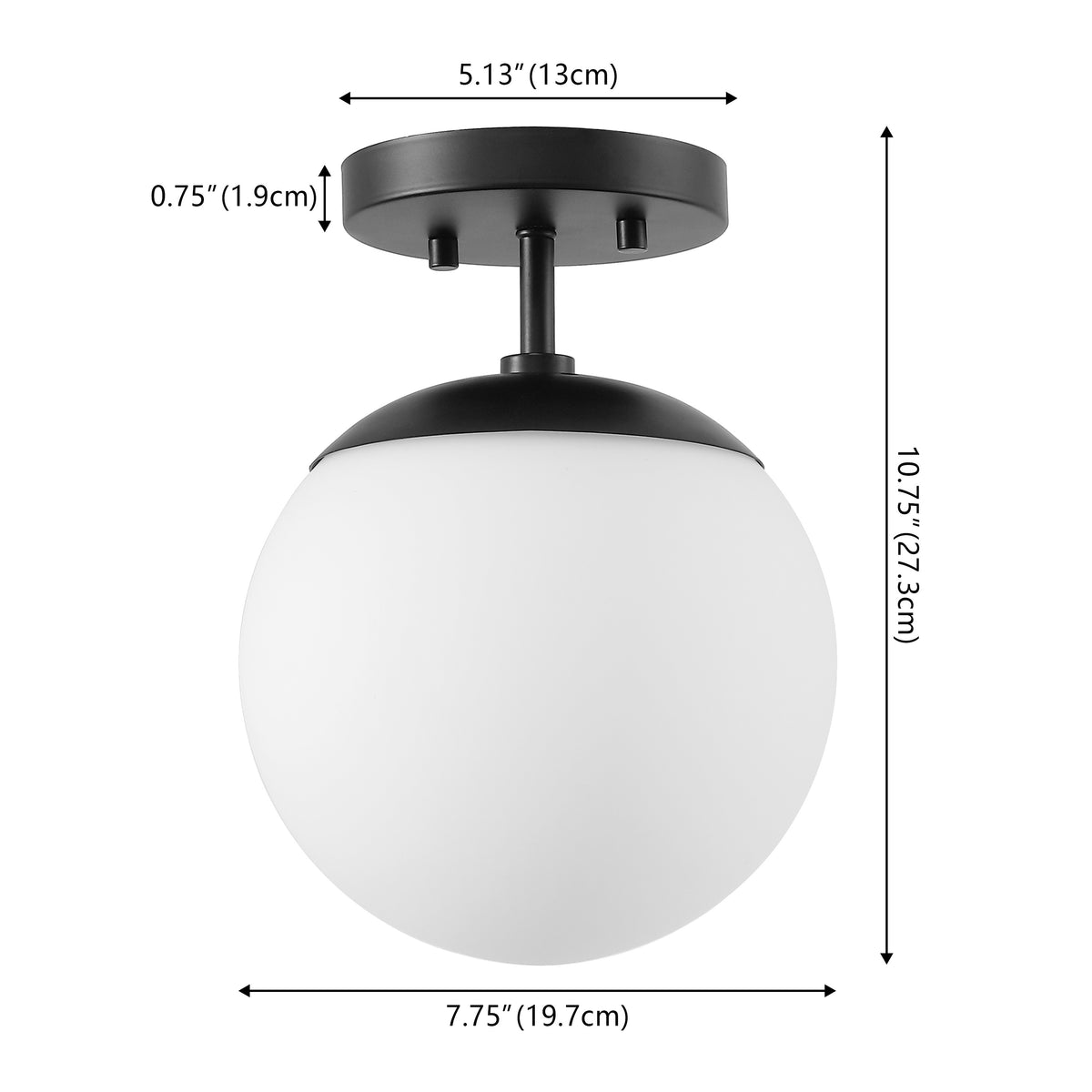 Thomas Bistro 7.75" Bohemian Farmhouse Iron/Frosted Glass LED Semi Flush Mount