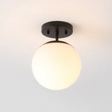 Thomas Bistro 7.75" Bohemian Farmhouse Iron/Frosted Glass LED Semi Flush Mount