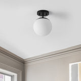 Thomas Bistro 7.75" Bohemian Farmhouse Iron/Frosted Glass LED Semi Flush Mount
