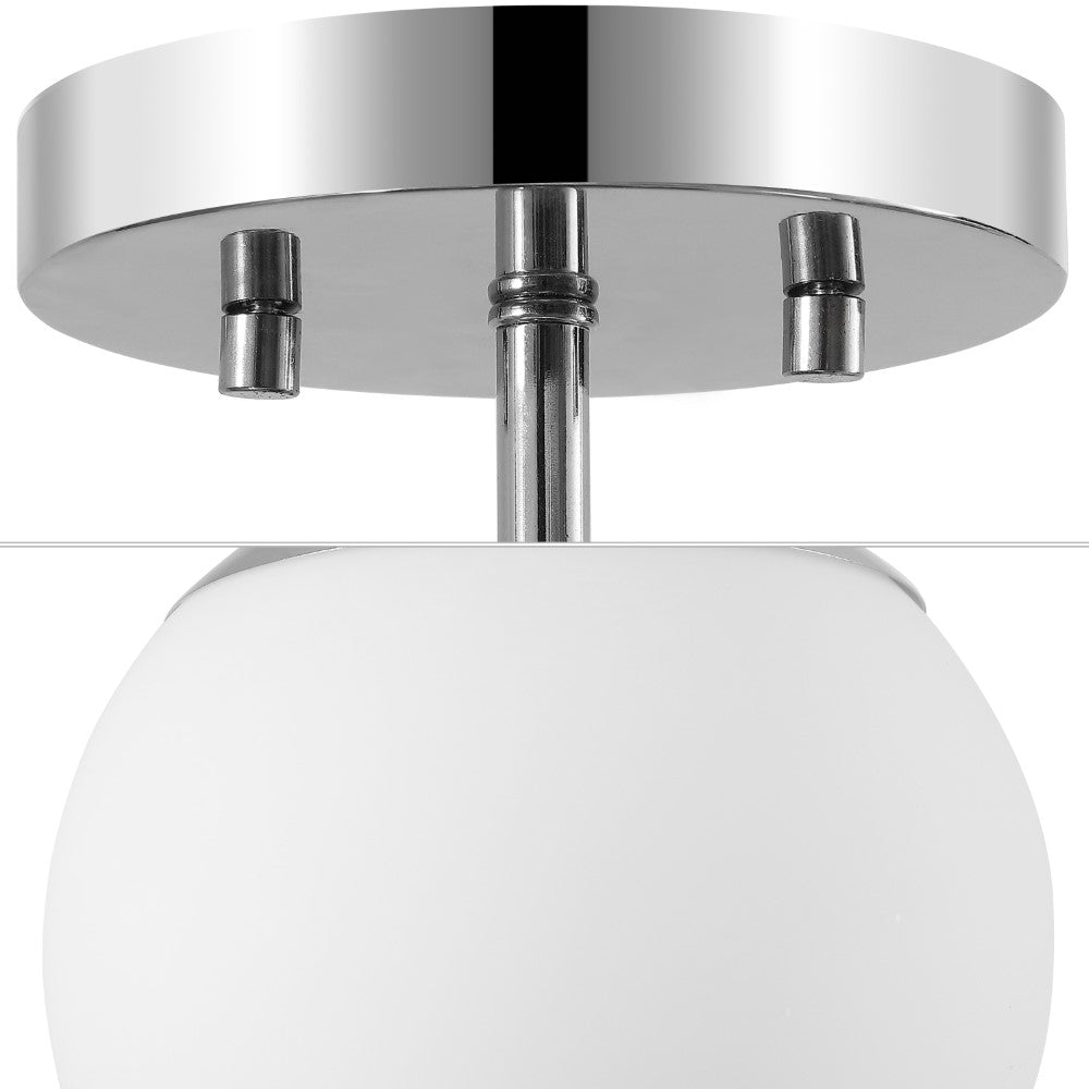 Thomas Bistro 7.75" Bohemian Farmhouse Iron/Frosted Glass LED Semi Flush Mount