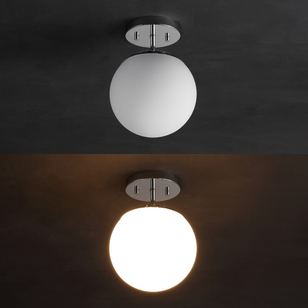 Thomas Bistro 7.75" Bohemian Farmhouse Iron/Frosted Glass LED Semi Flush Mount