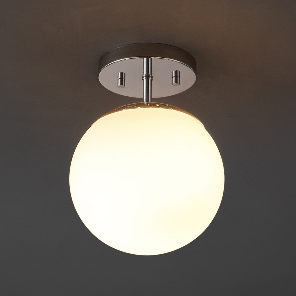 Thomas Bistro 7.75" Bohemian Farmhouse Iron/Frosted Glass LED Semi Flush Mount
