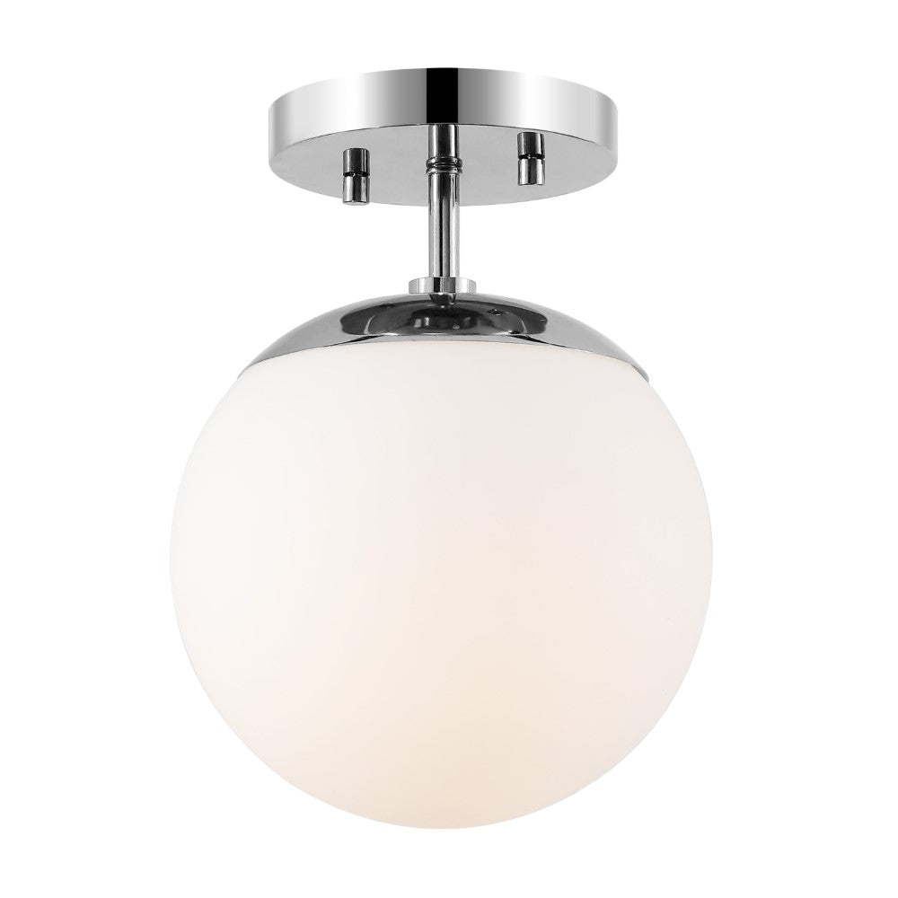 Thomas Bistro 7.75" Bohemian Farmhouse Iron/Frosted Glass LED Semi Flush Mount