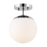 Thomas Bistro 7.75" Bohemian Farmhouse Iron/Frosted Glass LED Semi Flush Mount