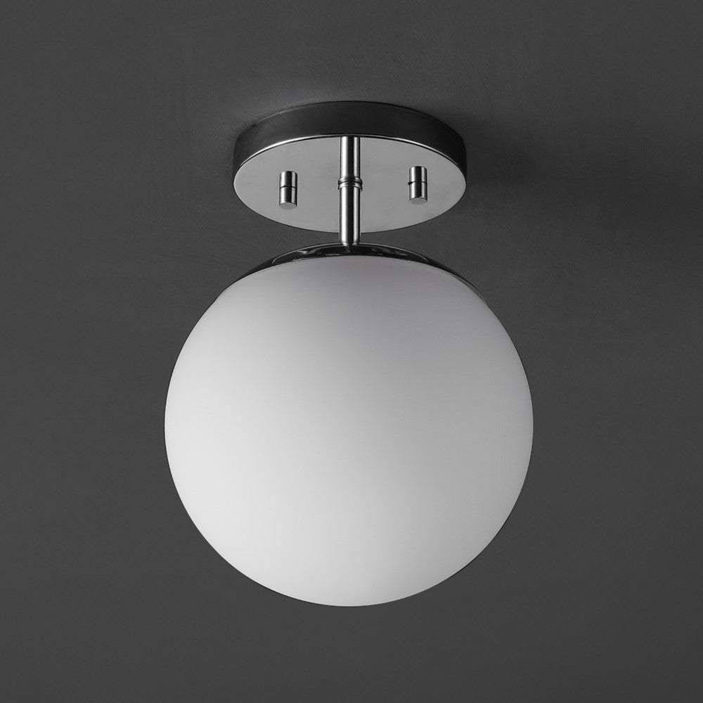 Thomas Bistro 7.75" Bohemian Farmhouse Iron/Frosted Glass LED Semi Flush Mount