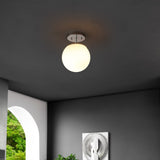 Thomas Bistro 7.75" Bohemian Farmhouse Iron/Frosted Glass LED Semi Flush Mount
