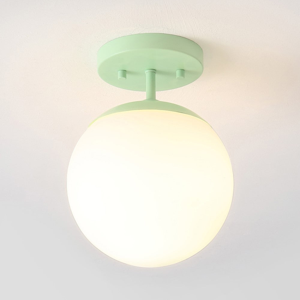 Thomas Bistro 7.75" Bohemian Farmhouse Iron/Frosted Glass LED Semi Flush Mount