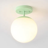 Thomas Bistro 7.75" Bohemian Farmhouse Iron/Frosted Glass LED Semi Flush Mount