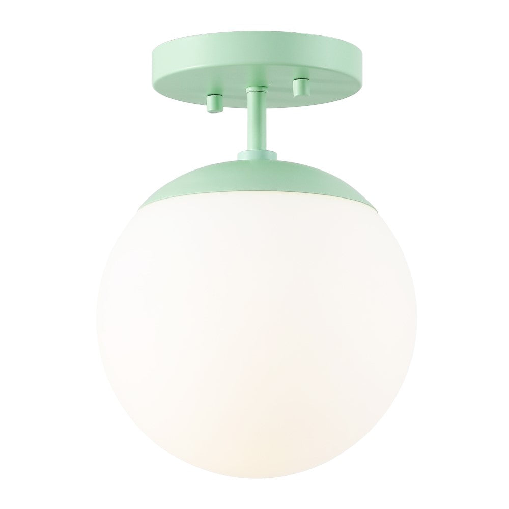 Thomas Bistro 7.75" Bohemian Farmhouse Iron/Frosted Glass LED Semi Flush Mount