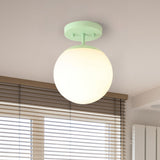 Thomas Bistro 7.75" Bohemian Farmhouse Iron/Frosted Glass LED Semi Flush Mount