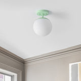 Thomas Bistro 7.75" Bohemian Farmhouse Iron/Frosted Glass LED Semi Flush Mount