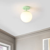 Thomas Bistro 7.75" Bohemian Farmhouse Iron/Frosted Glass LED Semi Flush Mount