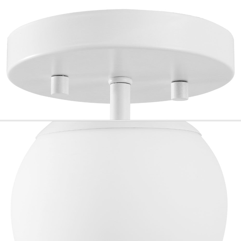 Thomas Bistro 7.75" Bohemian Farmhouse Iron/Frosted Glass LED Semi Flush Mount