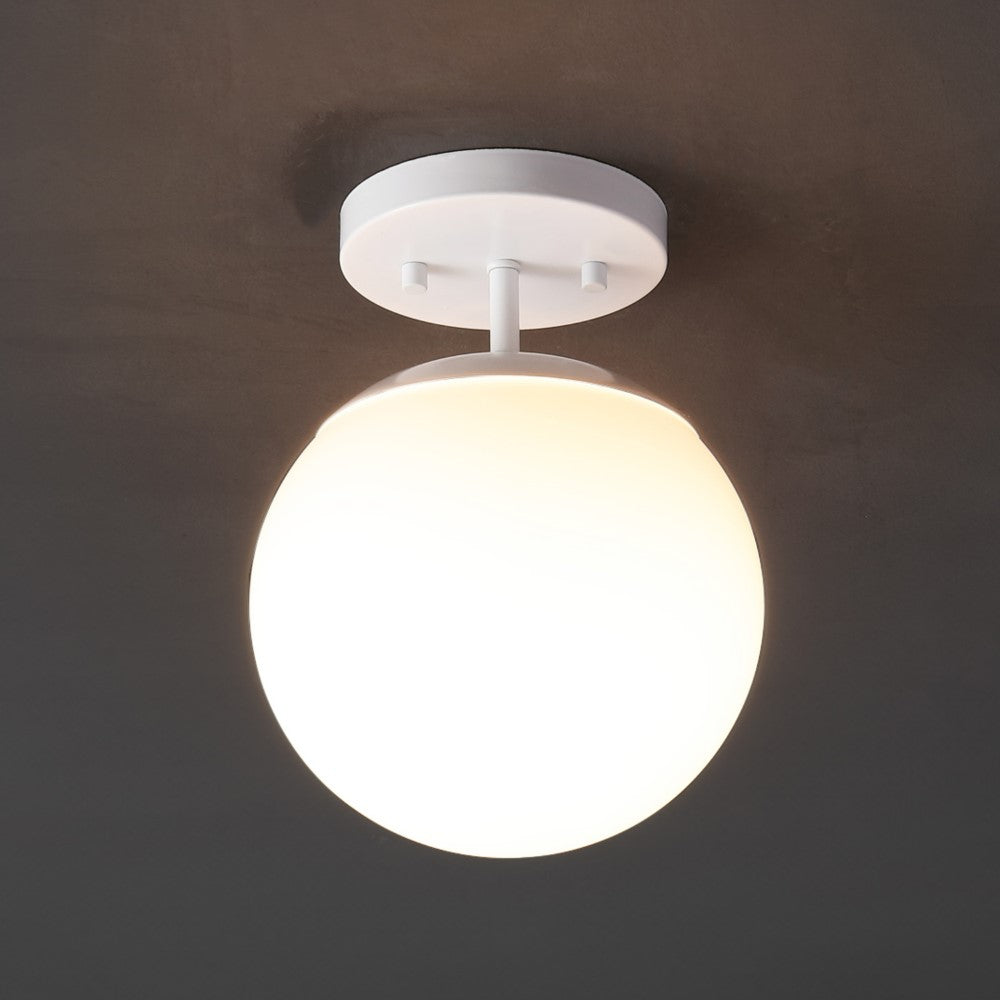 Thomas Bistro 7.75" Bohemian Farmhouse Iron/Frosted Glass LED Semi Flush Mount